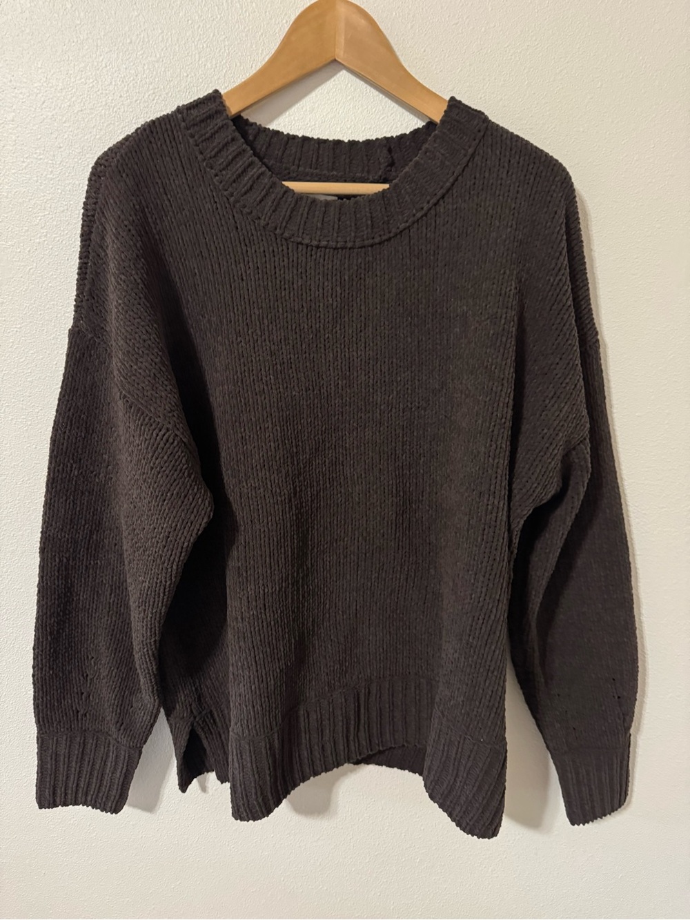 Aerie Like Candy Crew Sweater Chocolate Brown Chenille Oversized 2025 NWOT-M